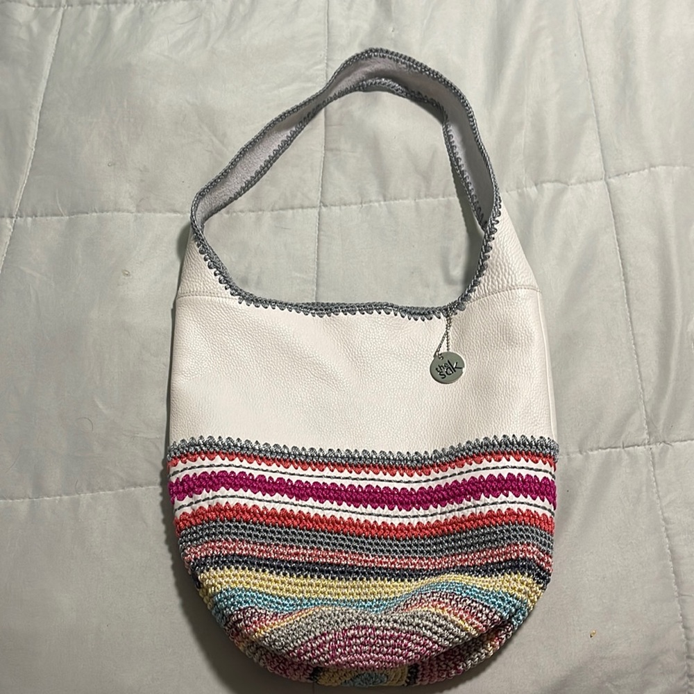 The sack bag with crochet stitching